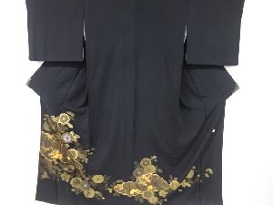 リサイクル　作家物　金彩雲に鶴・菊模様刺繍留袖（比翼付き）